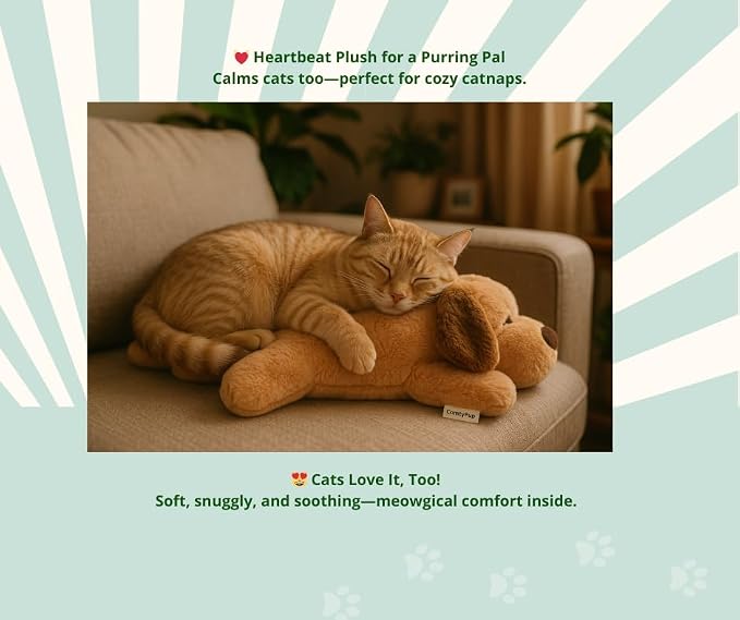 Calming Puppy Toy with Heartbeat for Anxiety Relief for Dogs and Cats, Chew Toy for Dental & Mental Stimulation, Heartbeat Puppy Toy Sleep Aid, Crate Training & New Dog Parent Gift Set
