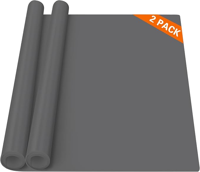 2MM Extra Thick Largest Silicone Mats for Kitchen Counter, 35.4"x23.6" Heat Resistant Mat for Kitchen Island Countertop Protector Mat, Non-Slip Extra Large Counter Placemat, 2Pack (Dark Gray)