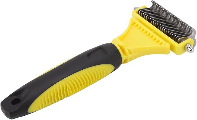 Undercoat Rake Kit, Stainless Steel Double Sided, Quick Open Knots, Safe for Dense Hair Pets, Ergonomic Handle, Sturdy and Durably, Rounded Edges for Sensitive Skin, Optimal Shedd