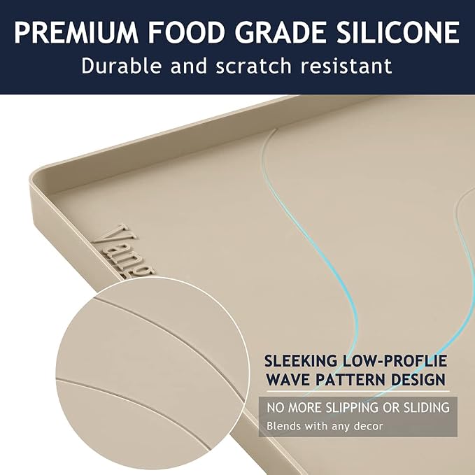 Heavy Duty Silicone Under Sink Mats for Kitchen Waterproof 31" x 22", Extra Thick Under Sink Rubber Mat Drip Tray, Raised Edge Under Sink Liner,Prevent Drips, Leaks, Spills,Taupe
