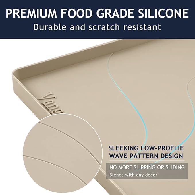 Heavy Duty Under Sink Mat,28" x 22" Silicone Waterproof Mat,Extra Thick Under Sink Liner,Kitchen Bathroom Cabinet Mat and Protector for Drips Leaks Spills,Taupe