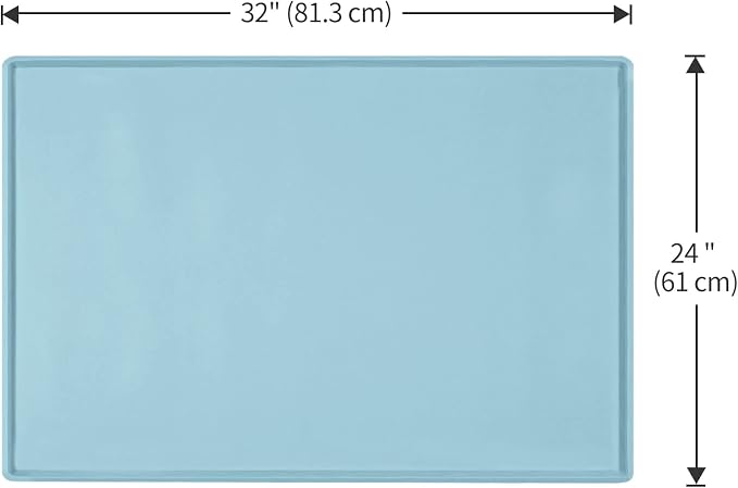 Dog Food Mat,Silicone Waterproof Food Tray,Non Slip Pet Bowl Mats Placemat,1" Raised Edge,Suitable for Most Small and Medium Sized Pets,32" x 24"