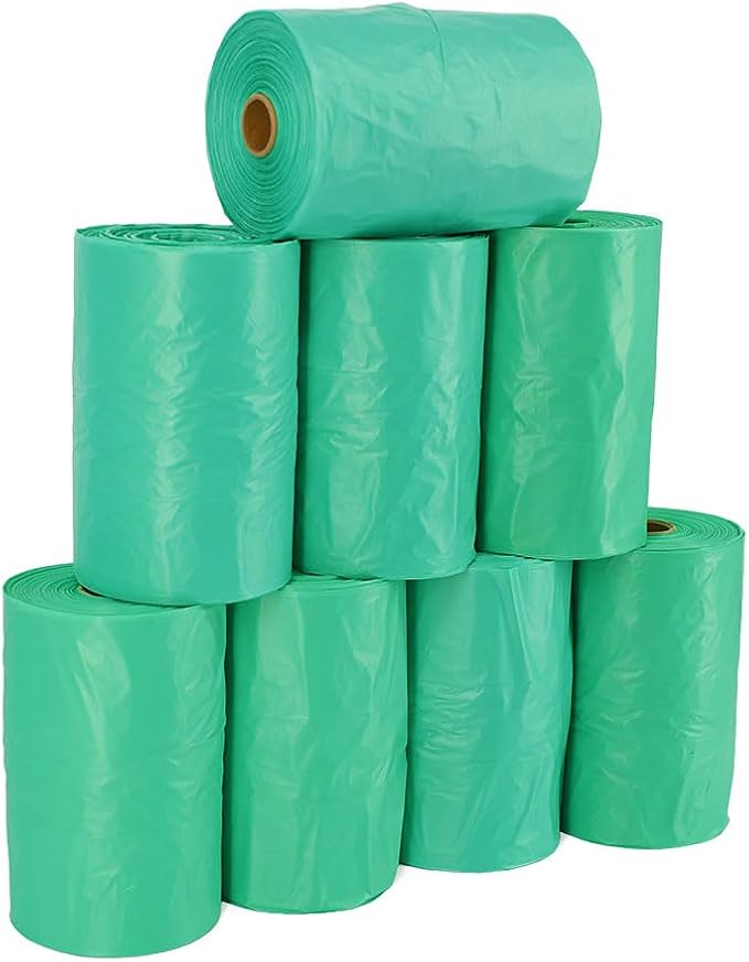 ZERO WASTE USA - Extra Durable Tie-Handle Pet Waste Bags - 2,400 of 7" x 15" w/ 5" side gusset Dog Poop Bags - fits any jumbo Poopy roll dispenser - Case of 8 Rolls with 300 Leak-Proof bags per roll