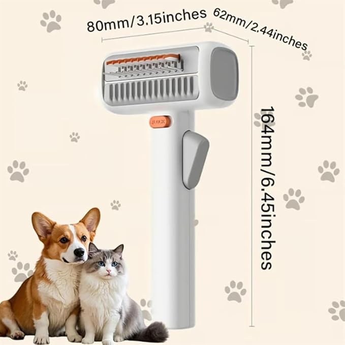 2-in-1 Pet Self-Detangling & Grooming Comb for Dogs & Cats, Dematting Brush & Undercoat Rake, One-Touch Self-Cleaning Deshedding Tool for Removing Mats, Tangles & Loose Fur (2pcs)