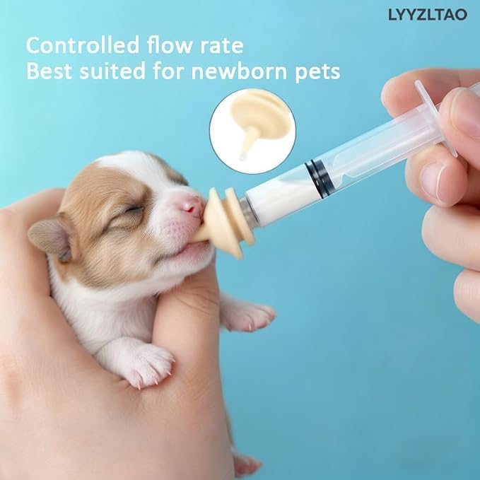 Professional Pet Nursing Kit - 6 Pack 3ml Feeding Syringes with 12 Pack Silicone Nipples | Reusable, Indelible Markings. Hand Feeding Supplies for Newborn Kittens, Puppies, Squirrels, Rabbits & Small Animals | Anti-Choke Safety Design