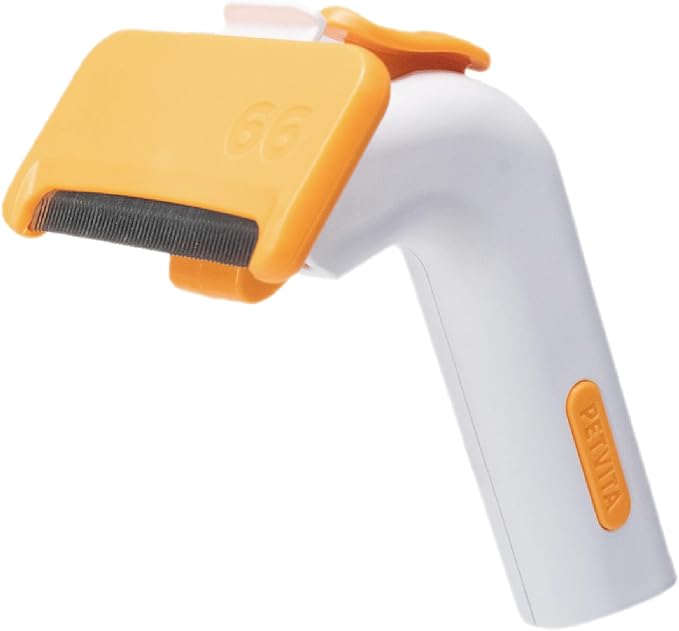 PETVITA Self Cleaning Deshedding Brush - Smart Grooming Tool with Stainless Steel Blade for Small Pets & Short Hair