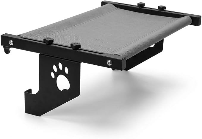2‑in‑1 Cat Window Perch,Suction Cup & Hook‑On Windowsill Mounted Pet Perch, Sturdy Hammock with Metal Frame for Large Cats, Easy to Adjust Cat Bed for Windowsill, Bedside, Drawer and Cabinet