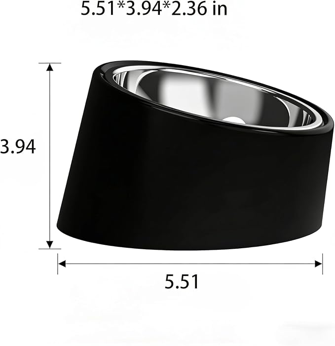15° Tilted Dog Bowl for Medium Breeds – Non-Slip No-Spill Stainless Steel Pet Feeder, Detachable 2-in-1 Food & Water Dish for French Bulldog & Cats, Anti-Choke, Black (Size M, 350ml)