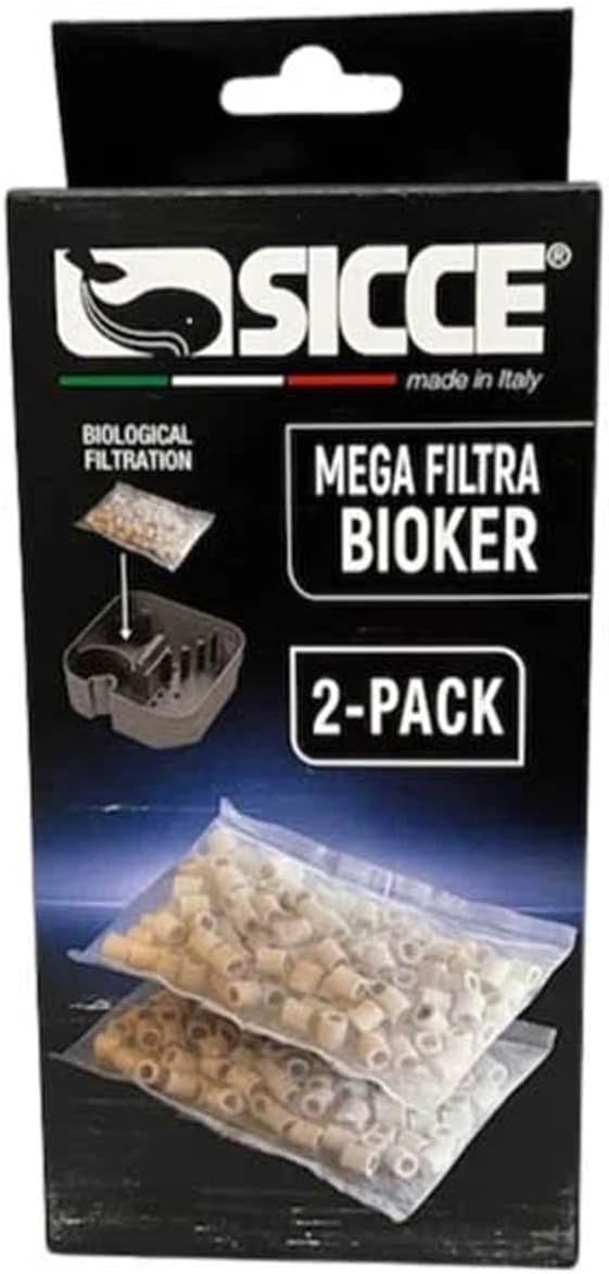 Sicce MEGA Filtra Replacement Filter Media Premium Biological & Mechanical Aquarium Filtration (Replacement Bioker (2-Pack))
