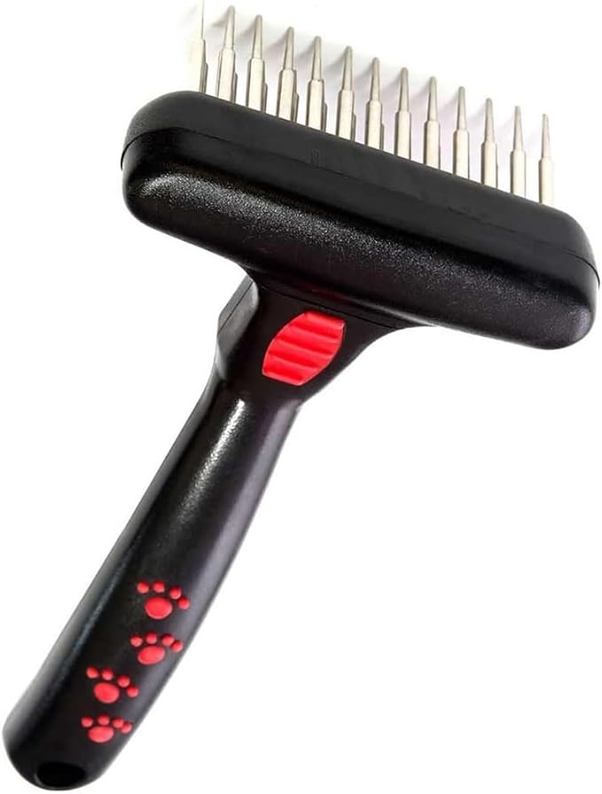 PUREPET Pro Dog Grooming Undercoat Deshedding Pin Rake Combs Fur and Coat Control (25 Tooth Magic Spring Rake)