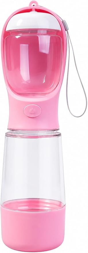 PawKit- All-in-one Dog Travel and Grooming Kit:- Deshedding Rake, Portable Water Bottle Feeder, Pet Hair Lint Roller, Collapsible Bowl, Poop Bag Dispenser, and a Travel Storage Bag. (Pink)