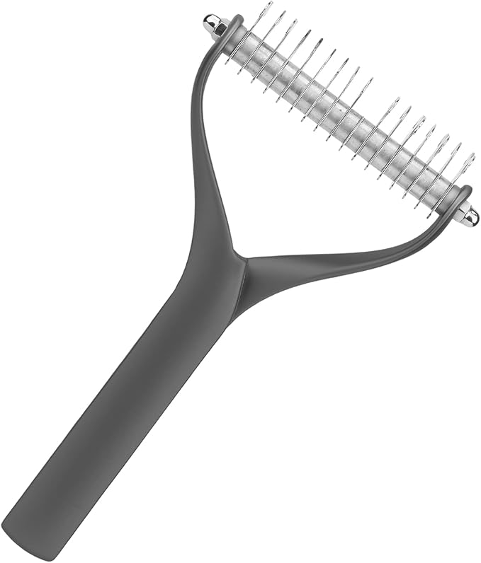 2 - Sided Pet Grooming Tool, Undercoat Rake for Dogs and Cats, Double - Headed Brush with Thinning and Dense Blades to Remove Loose Hair and Knots, Zinc Alloy Comb for Pup (Large 24 Inch)