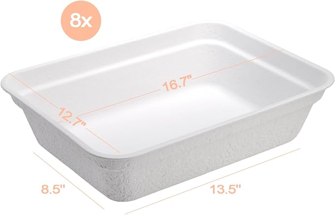 WUWEOT 8 Pack Disposable Cat Litter Boxes, White Cardboard Litter Liner Tray, 16.7" x 12.7" x 4.1" Portable Pet Litter Pan for Hamster, Guinea Pig, Mice, Bunny, Bunny, Small Animals