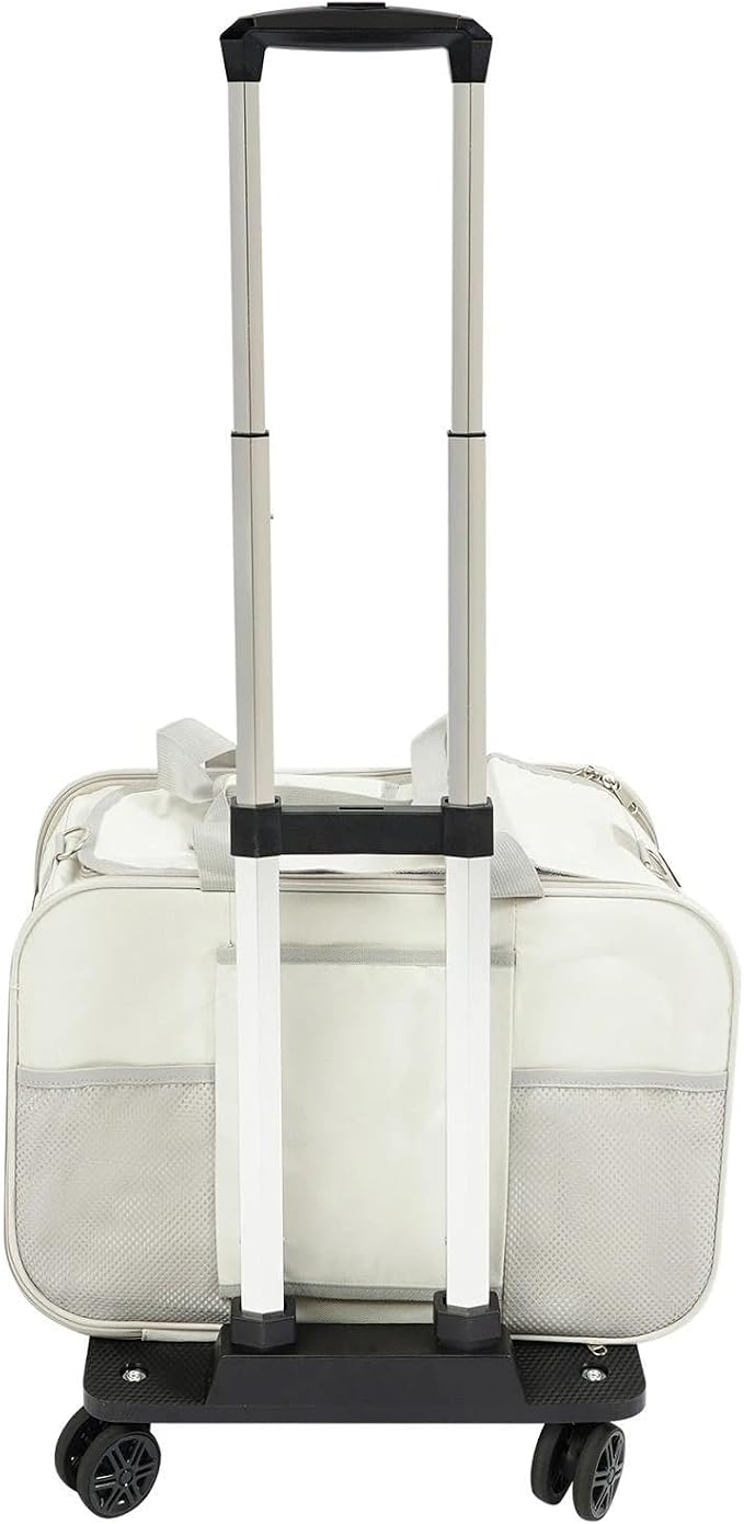 Pet Carrier, Portable Clear Cat Bag with Wheels & Telescopic Handle, Foldable Pet Trolley Bag, Breathable Rolling Cat Carriers Backpack for Hiking, Outdoor Walking