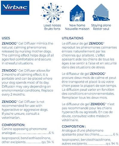 Virbac ZENIDOG® Gel Diffuser | Dog Calming Pheromone Diffuser for Stress Relief No Electricity Required and Lasts up to 2 Months