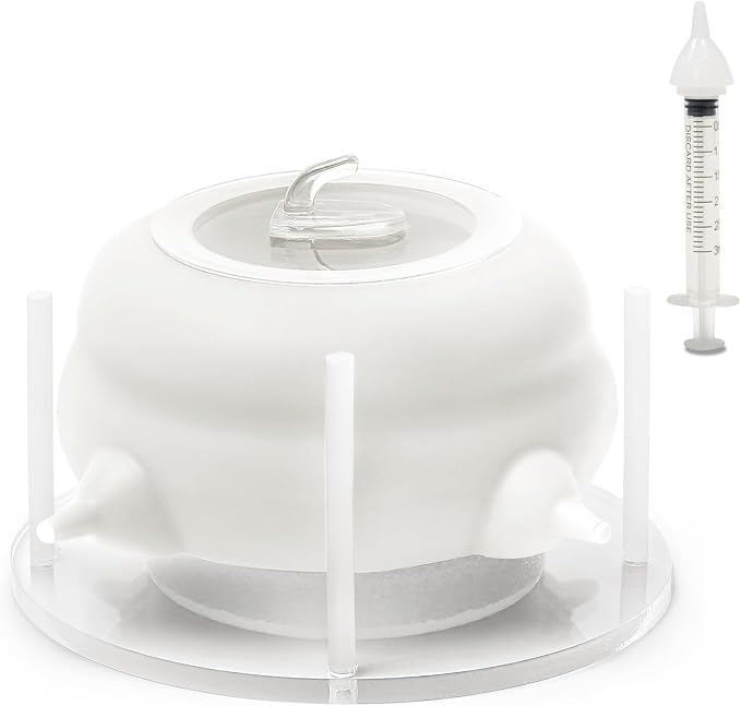 400ml Silicone Multi-Pet Milk Feeder, with 5 Nipples(White) | Feeds 5 pets at once! Silicone, Stable base, Smooth milk flow. Leak-proof needles seal unused nipples. Includes syringe.