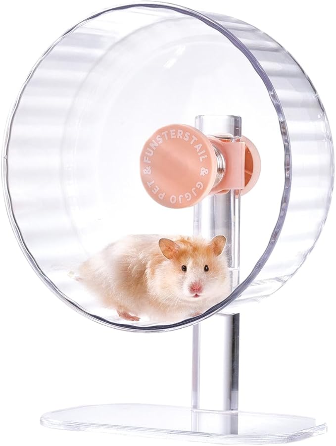 Super Silent Hamster Wheel 10.4 Inch, Magnetic Large Rat Wheel for Chinchilla, Gerbil, Guinea Pig, Cat, Mouse, Sugar Glider and Dwarf, Syrian Hamster Accessories (Peach Pink)