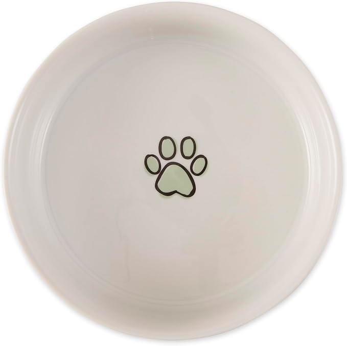 Bone Dry Ceramic Food Bowls, Non-Slip & Dishwasher Safe, Large Set, 7.5x2.4 Desert Sage Check