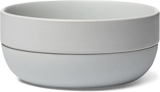 Waggo Ceramic Cling Dog Bowl with Rubber Bottom for Small and Large Breeds - Heavyweight Bowl with Anti-Skid Non Slip Rubber Bottom, Dishwasher Safe (Large, Light Grey)