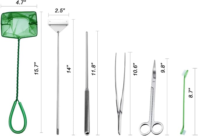 Fish Tank Cleaning Kit with Aquarium Siphon, Fish Net for Fish Tank, and Algae Scraper | All-in-One Fish Tank Cleaner for Various Tank Sizes