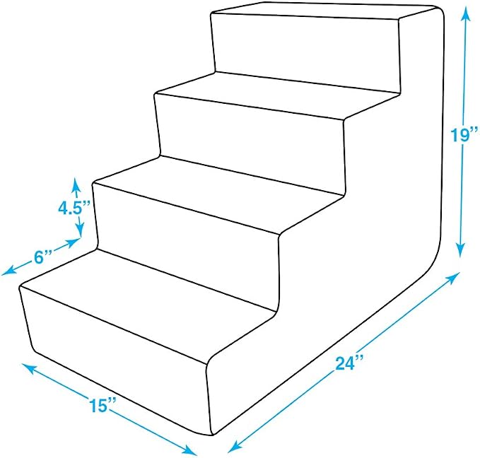 Best Pet Supplies Dog Stairs for Small Dogs & Cats, Foam Pet Steps Portable Ramp for Couch Sofa and High Bed Non-Slip Balanced Indoor Step Support, Paw Safe No Assembly - Dark Gray Linen, 4-Step