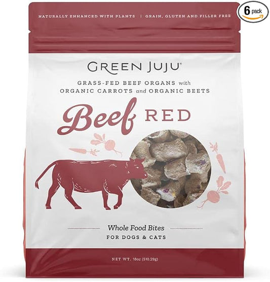 Green Juju, Beef Red Freeze-Dried Whole Food Bites for Dogs and Cats, 18 Ounce