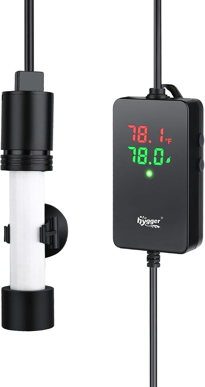 hygger ECO Precise Aquarium Submersible Heater, 100W for 10-20 Gallon Fish Tank Heater with Digital Display Adjustable Controller for Marine Saltwater Freshwater
