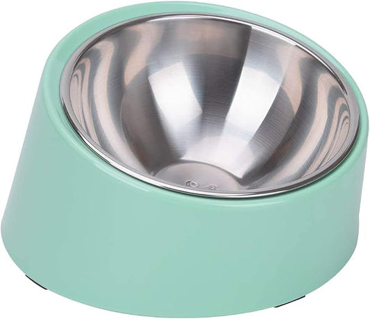 SuperDesign Mess Free 15° Slanted Bowl for Dogs and Cats, Tilted Angle Bulldog Bowl Dog Feeder, Non-Skid & Non-Spill, Easier to Reach Food M/1 Cup Teal