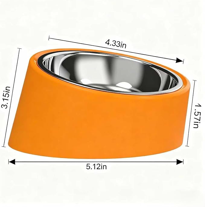 Slow Drinking Dog Water Bowl - Tiny Pet Feeder Orange (S Size) - Anti-Spill Small Breed Bowl, Food-Grade Safe for Puppies/Kittens/Hamsters