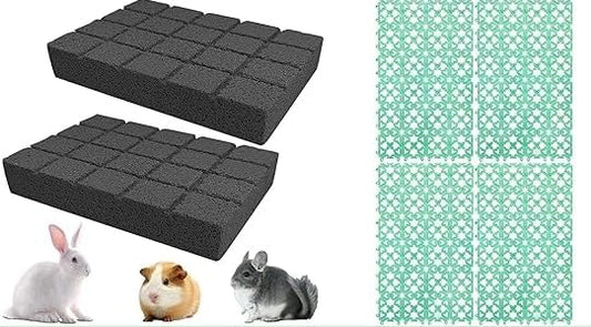 Hamiledyi Rabbit Scratch Foot Pads Bunny Grinding Claw Pad 2 PCS Natural Small Animal Hamster Lava Stone for Teeth Grinding Rabbit Scratching pad Chew Toy Rabbit Cage Mats Plastic Bunny Feet Pad Playp