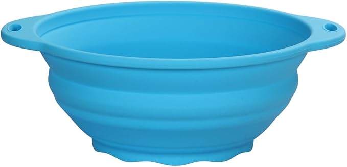 Collapsible Silicone Mixing Bowl - 1800ml(60 fl oz) - BPA Free, Dishwasher Safe, Non-Slip Base Salad Bowls for Kitchen, Camping & Travel (Blue)