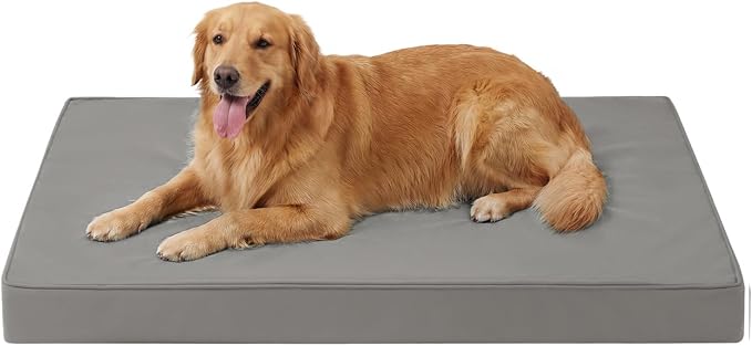 WNPETHOME Outdoor Dog Bed Waterproof, Large Outdoor Dog Bed for Large Sized Dog, Outdoor Indoor Dog Bed with Removable Washable Cover, Egg Crate Foam Dog Crate Mat, Durable Waterproof Dog Bed, Grey