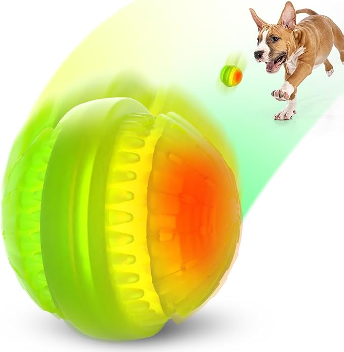 Eco-Friendly Rechargeable LED Dog Chew Toy Ball – Waterproof, Durable Silicone, Interactive Light-Up Design for Pets