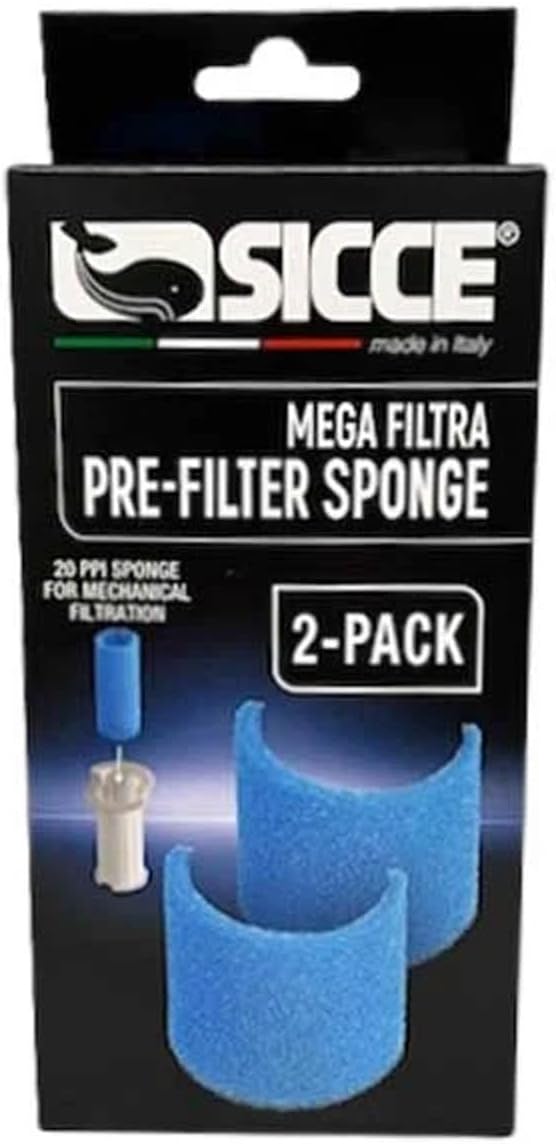 Sicce MEGA Filtra Replacement Filter Media Premium Biological & Mechanical Aquarium Filtration (Pre-Filter Sponge (2-Pack))
