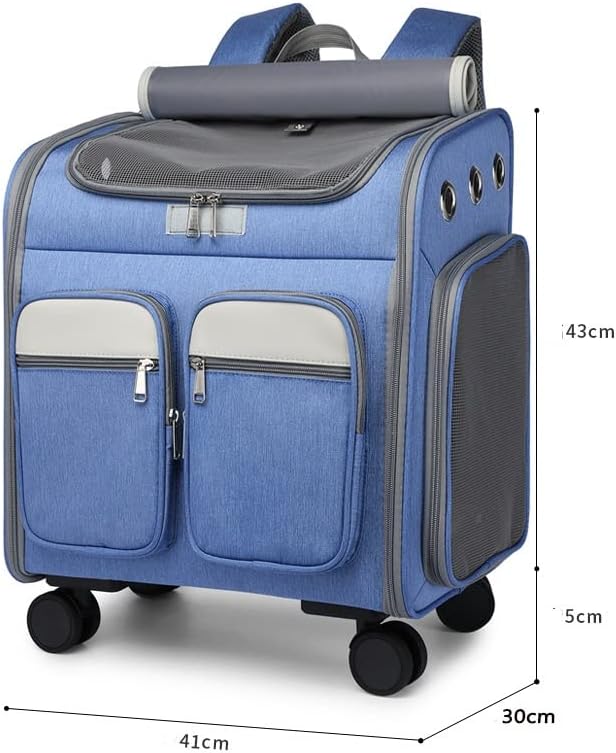 Cat Puppy Car Backpack Pet Transport Bag Trolley Cage Suitcase with Window(D)