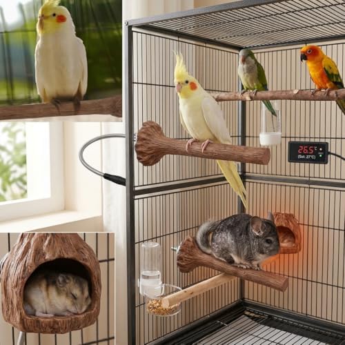 Haofy Heated Bird Perch for Parrots, Birds, G1 1/4" Hamsters - 5W Multifunctional Stand with Constant Temperature Control and Energy Efficiency