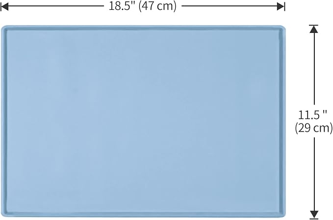 Dog Food Mat,Silicone Waterproof Food Tray,Non Slip Pet Bowl Mats Placemat,0.6" Raised Edge,Suitable for Most Small and Medium Sized Pets,18.5" x 11.5"