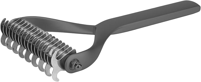 2 - Sided Pet Grooming Tool, Undercoat Rake for Dogs and Cats, Double - Headed Brush with Thinning and Dense Blades to Remove Loose Hair and Knots, Zinc Alloy Comb for Pup (Large 24 Inch)