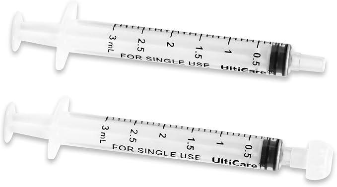 UltiCare 3mL Oral Tip Syringe – Uses Include Oral Administration of Medicine for Infants, Toddlers and Small Pets, and Small HH Projects. with Cap, Sterile Individually Wrapped, 100 Count