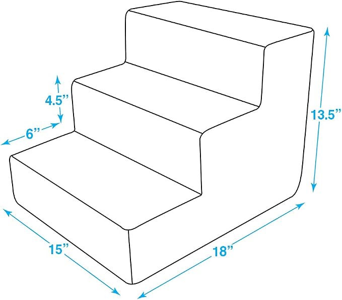 Best Pet Supplies Dog Stairs & Steps - Foam Steps for Small Dogs & Cats, Non-Slip Indoor Balanced Pet Step Support, Dog Ramp, No Assembly, Dark Gray Linen, 3-Step (13.5-inch Height)
