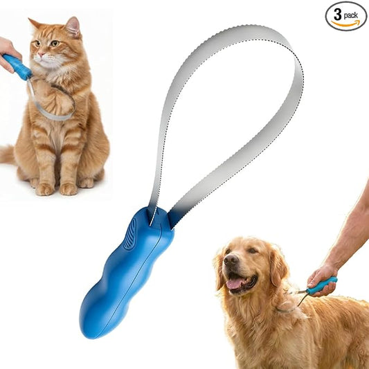 Deshedding Pet Grooming Loop, Dual-Sided Stainless Steel Shedding Blade, Ergonomic Anti-Slip Handle, Pet Pro Grooming Tool for Dogs, Cats & Large Animals (3)