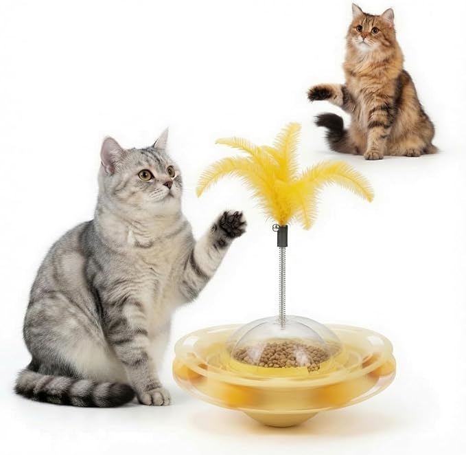 Cat Ball Track, Cat Toy for Indoor Cats Wobble Treat Dispenser Ball Kitten Food Dispenser & Puzzle Feeder Balls & Enrichment Toys & Mental Stimulation Interactive Brain Game