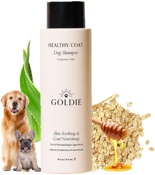 Hypoallergenic Dog Shampoo for Sensitive Skin & Puppies – Colloidal Oatmeal, Aloe Vera, Manuka Honey & Hyaluronic Acid, Moisturizing Itchy Skin Relief, Hydrating Coat Care, Deodorizing Formula, 16 oz
