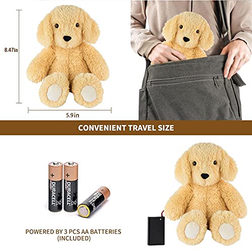 BEREST Newborns Musical Baby Sleep Soother, Mom's Heartbeat White Noise Machine|Dog Sleeping Aid with Cry Sensor|Night Light & 9 Sounds Therapy|Sleepy Puppy Stuffed Toy for Toddler Crib|Yellow