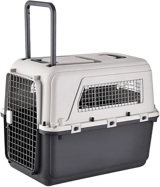 Large Dog Crate Dogs Kennel Length 33in/Width 21.6in/Height 25.2in Dog Carrier with Handle & Metal Door Travel Pet Box for Puppies Kittens