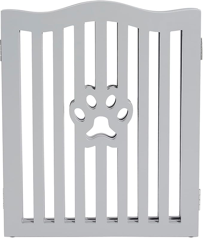 Pet Gate, Wooden Free Standing Dog Gate for Small Dogs and Cats. Great Folding Fence for Doorways, Halls, Stairs. Grey