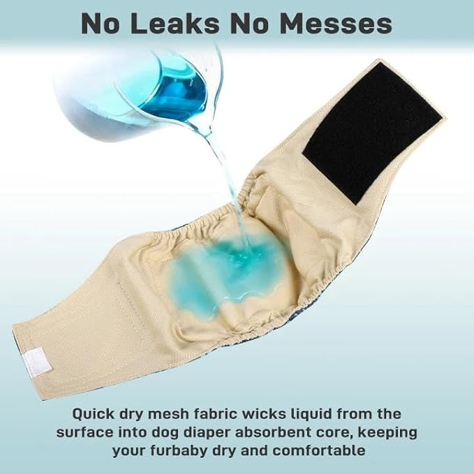 Langsprit Small Male Dog Diapers for Doggie Puppy,Reusable Belly Bands for Male Dogs Wraps,Washable Doggy Dog Diapers Medium Large in Incontinence 5 Pack (Brown, Green, Grey, X-Large)