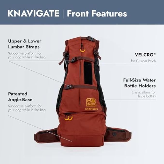 K9 Sport Sack Knavigate - Large, Dune - Ideal for Dogs with 20-22” Back Length - Adjustable, Backpack-Style Carrier with Internal Frame & Padded Hip Belt
