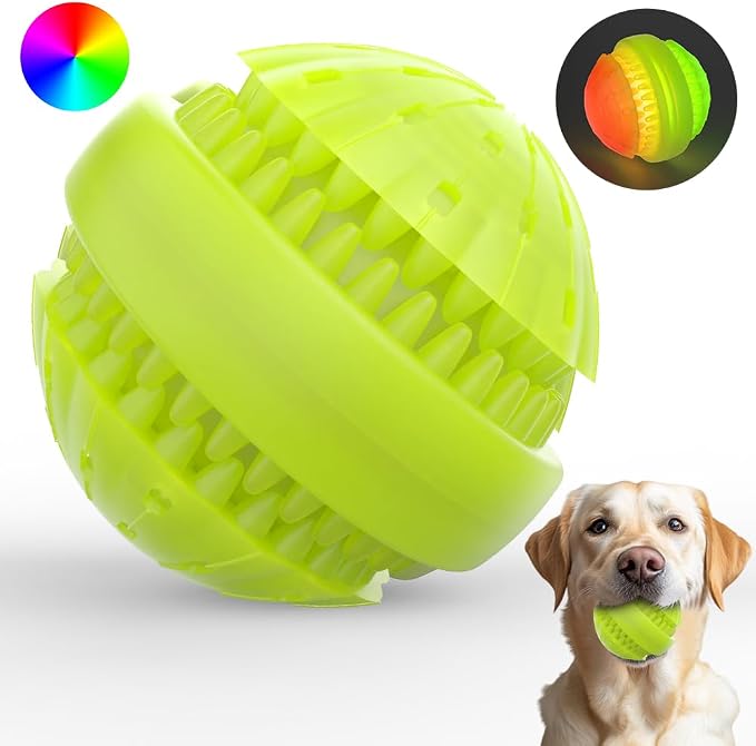 Eco-Friendly Rechargeable LED Dog Chew Toy Ball – Waterproof, Durable Silicone, Interactive Light-Up Design for Pets
