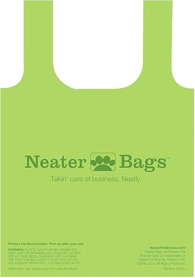 Neater Pet Brands Neater Bags Dog Waste Bag, No Rolls to Fuss With - Dog Poop Bags Dispense One at a Time, Doggie Poop Bag with Easy-Tie Handles (90 Count)